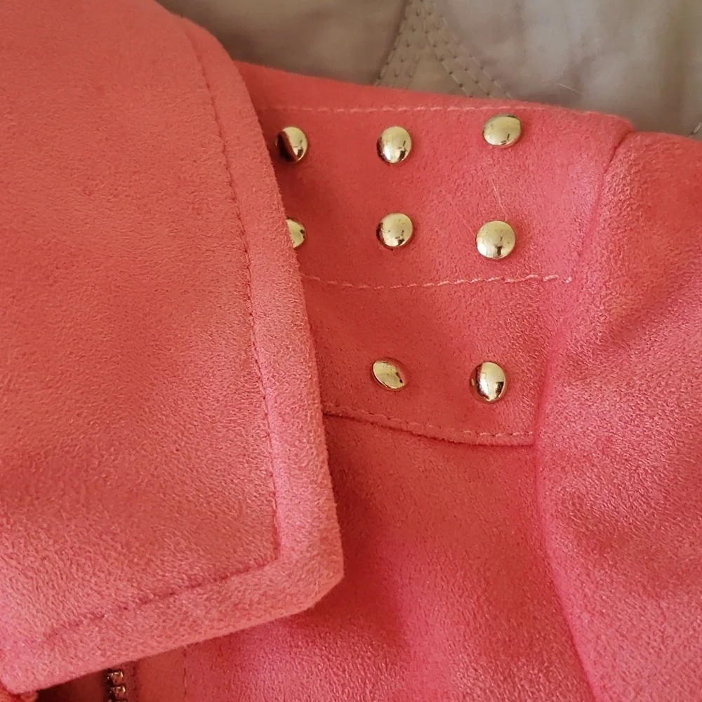 Italian Design Girls crop motojacket w/studs and pockets